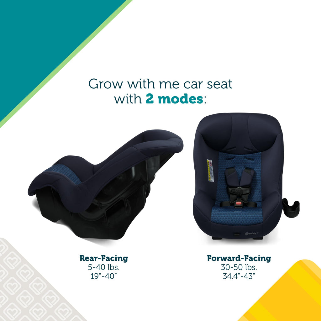 Safety 1st Smooth Ride Convertible Car Seat, 2-in-1 Rear & Forward Facing, 5-40 lbs, 30-50 lbs, Fits 3 Across, Slim