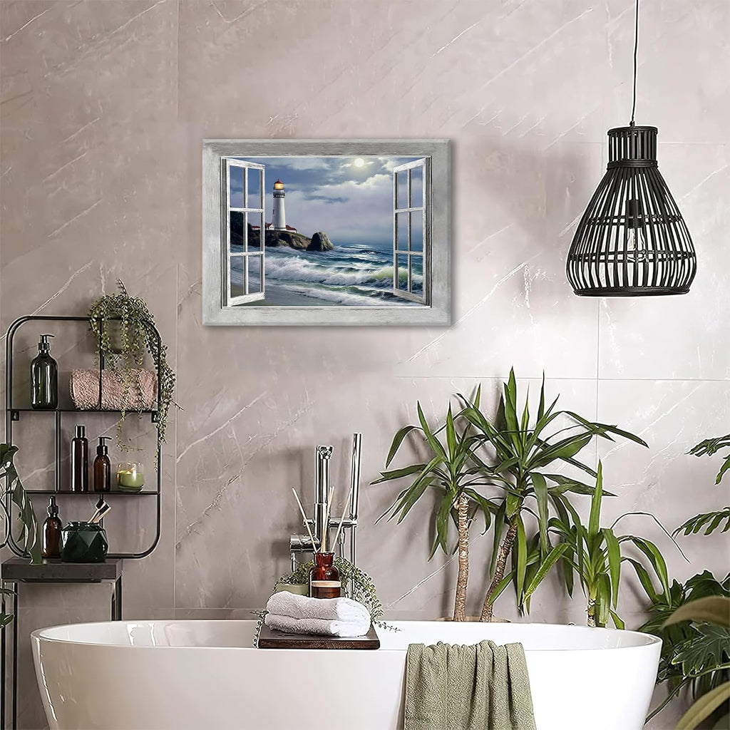Lighthouse Coastal Canvas Wall Art Print Painting Framed ArtWork 16"x20"