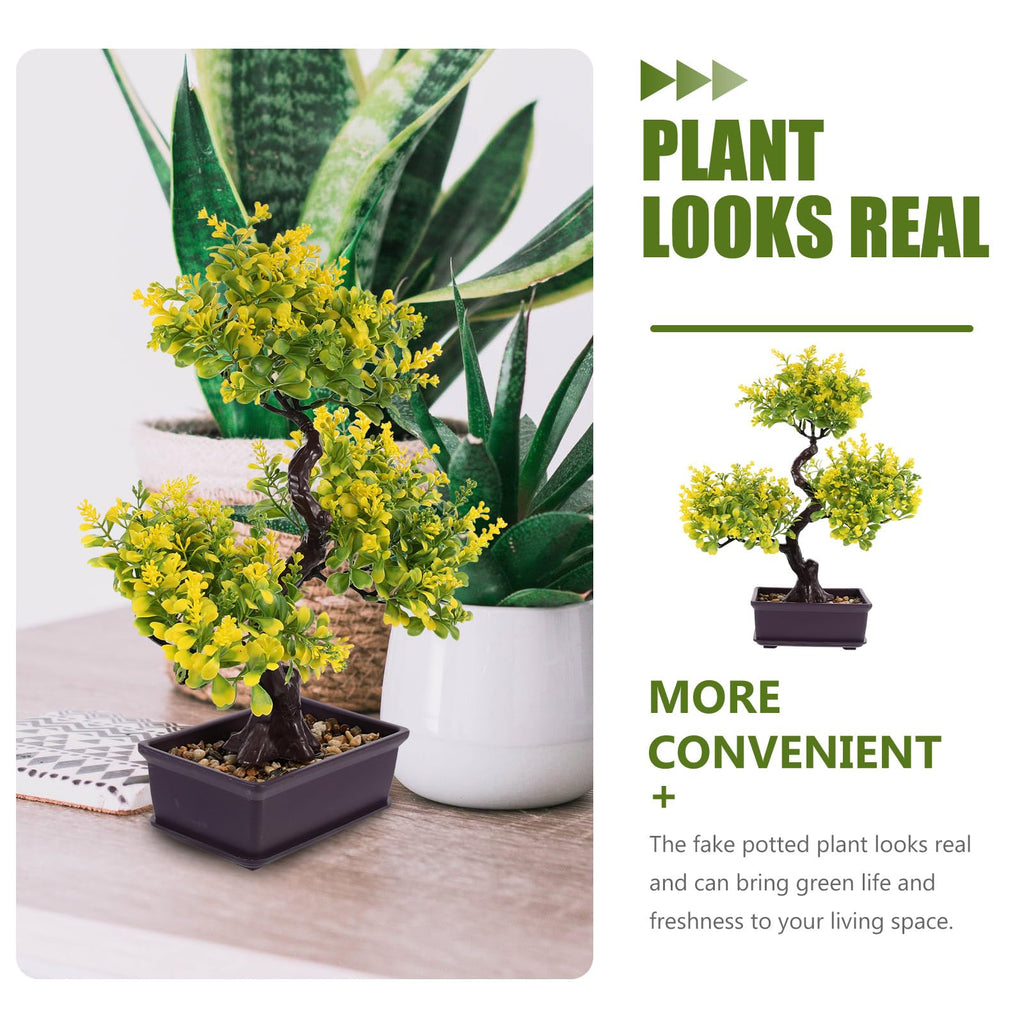 Artificial Bonsai Tree Faux Potted Plant Simulation Desk Decor Low Maintenance Greenery 14.17X12.59X3.93 Inches