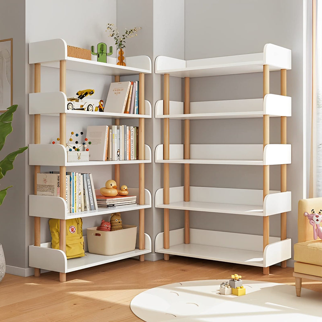 5-Tier Wooden Open Bookcase, Warm White