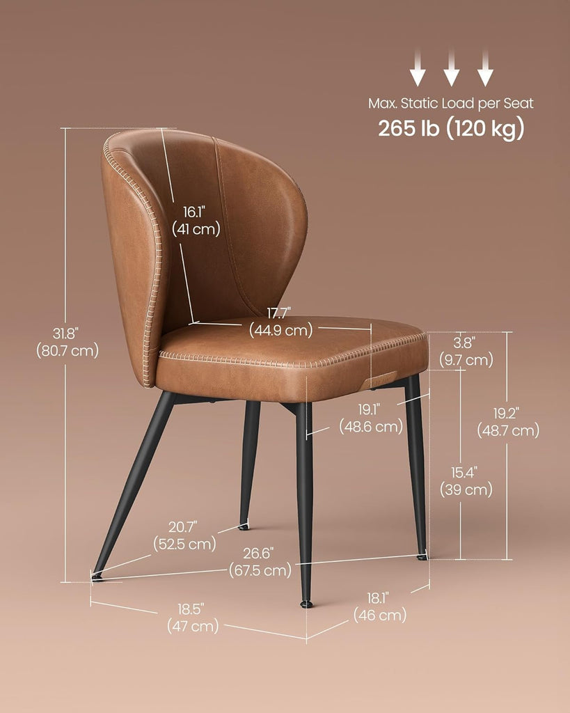 Dining Chairs Set of 4, Upholstered Kitchen Chairs, Comfortable Seat, Synthetic Leather with