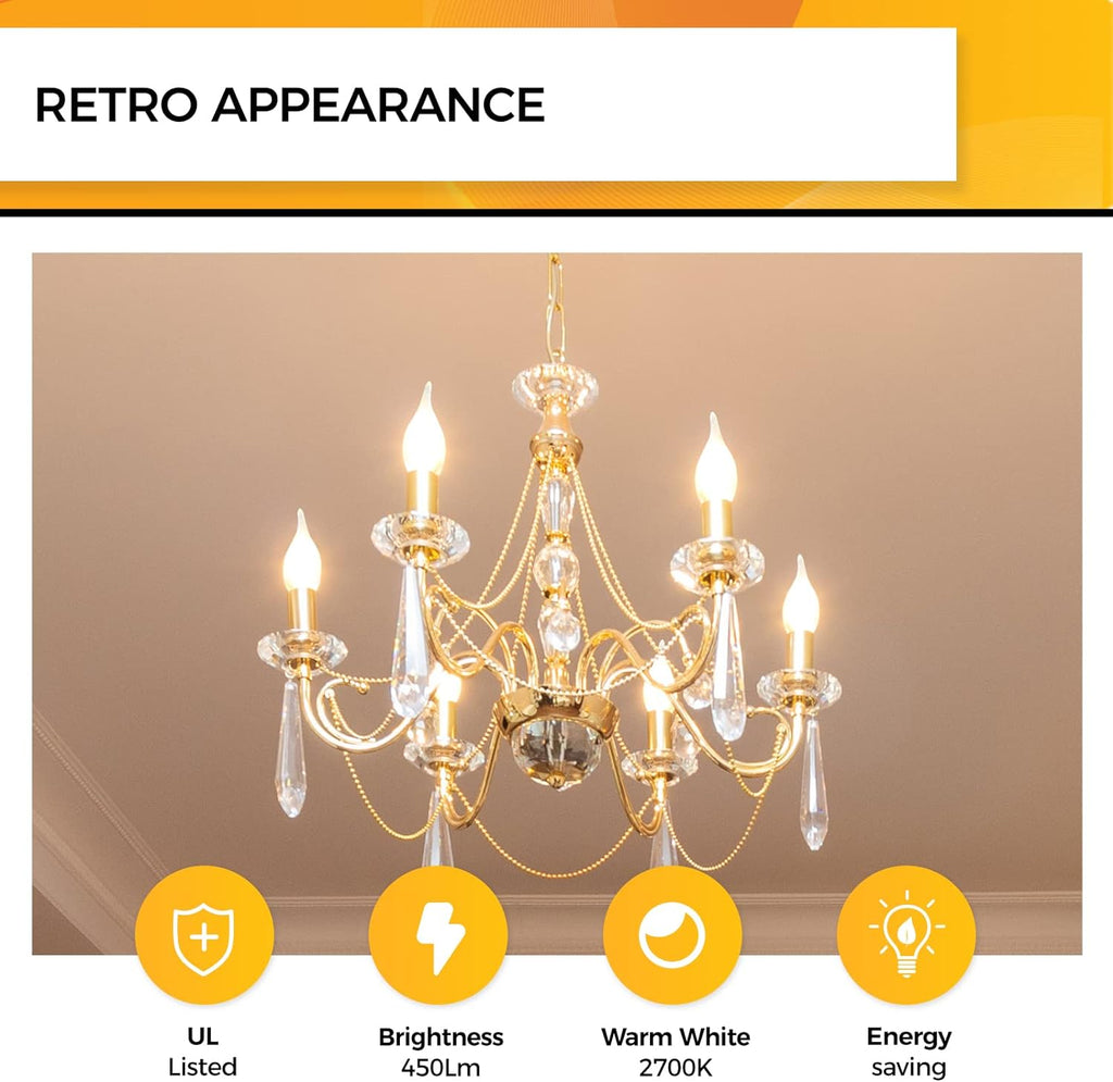 Candelabra Light Bulbs 2700K, 40W Eq Dimmable E12 LED Bulb, 12PCS
