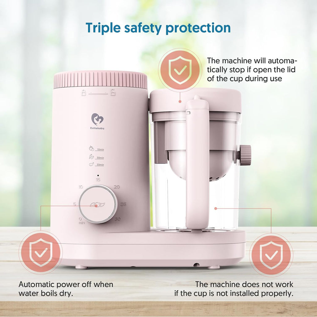 Food Maker Baby Food Processor, Puree Blender Steamer with Reversible Steam Basket, One Button Easy Operation & Large