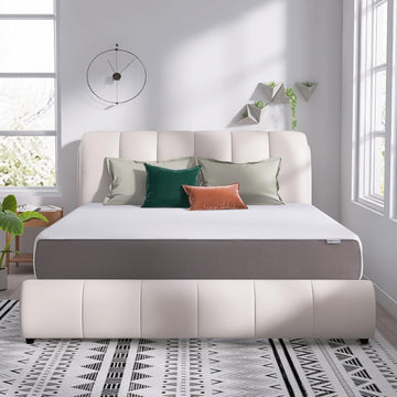 Memory Foam Mattress, Soft Plush Feel, Breathable, California King, White/Grey, 84 x 72 x 12 inches (LxWxH)