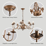 Rustic 8-Light Chandeliers, Antique Bronze Candle French Country Chandelier, Vintage Iron Pendant Hanging Ceiling Light Fixture for Farmhouse Living Room Kitchen Dining Room Foyer A109-B0DSB6Y38V