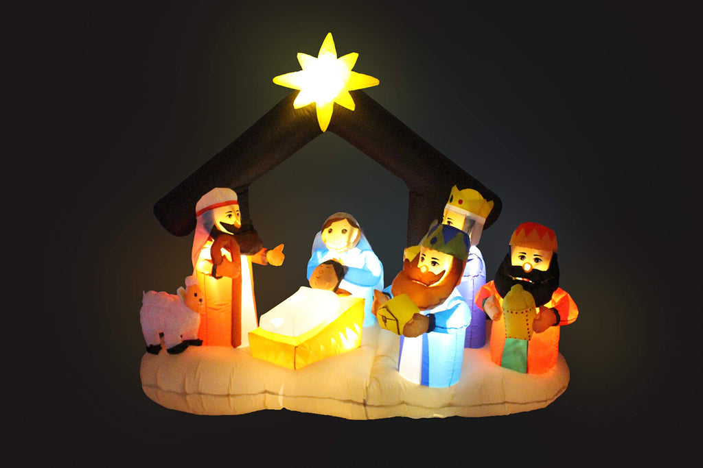 6 FT Long Lighted Christmas Inflatable Nativity Scene