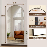56"x21"Full Length Mirror Arch Floor Mirrors with Aluminum Alloy Frame Free-Standing Wall Mounted or Leaning Large