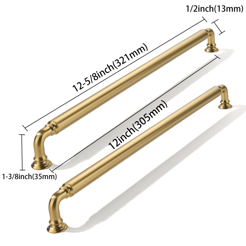 5 Pack 12 Inch Hole Center Champagne Bronze Cabinet pulls Champagne Brass Heavy-Duty Solid Cabinet Handle Hardware
