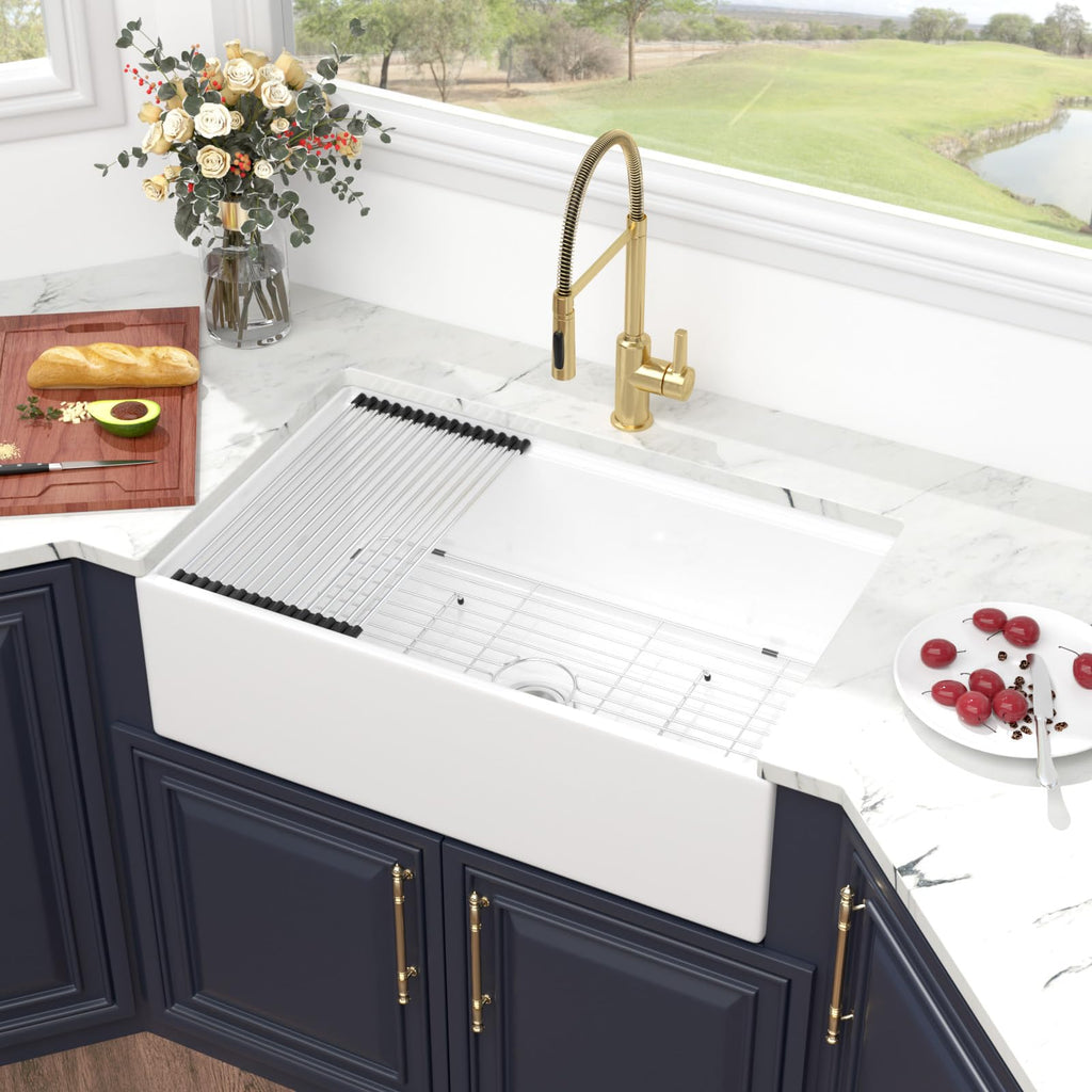 33" x 20" Fireclay White Farmhouse Sink