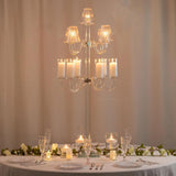 Efavormart Crystal Glass Floor Candelabra - 11-Arm Candle Holder for Taper & Tealight Candles, Classic Ribbed Empire