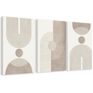 Triptych Abstract Geometric Wrapped Canvas Wall Art 24x36 inches x3