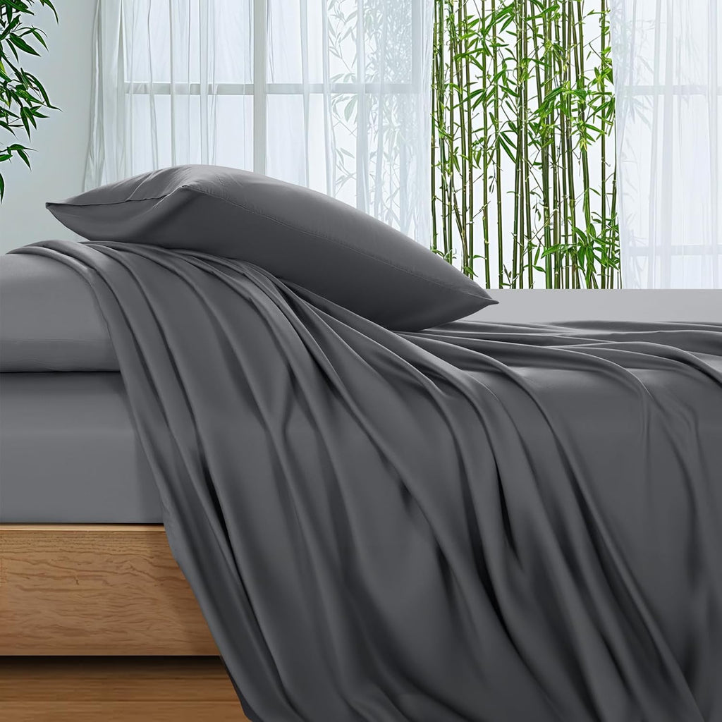100% Viscose Derived from Bamboo Sheets Queen, Ultra Breathable & Cooling Bed Sheets for Hot Sleepers, Hotel Luxury