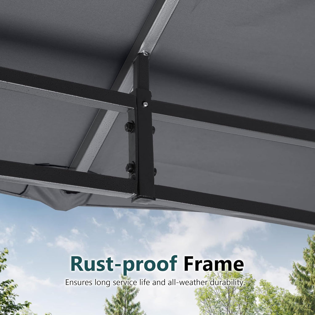 Heavy Duty Easy Fixed Steel Frame Patio Gazebo with Fade-Resistant Canopy & Rust-Resistant Frame, 10x12 ft, Dark Gray