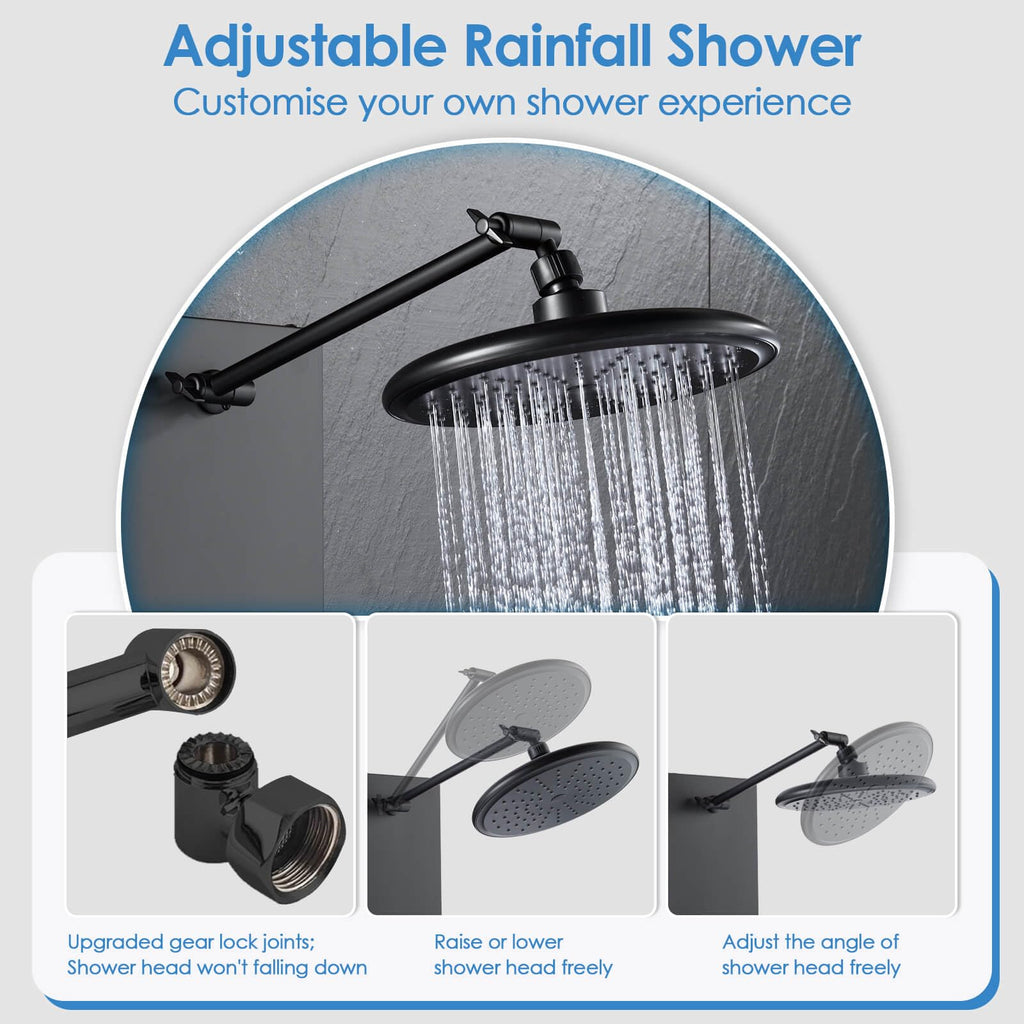 Shower Panel Tower System Stainless Steel, 43.3 Inch, Matte Black