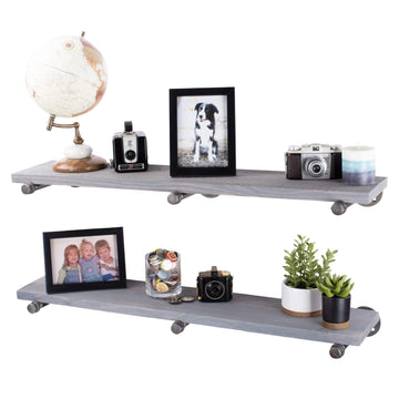 Industrial Pipe Wooden Shelves Restore by Premium Douglas Fir Wood Shelving 36 Inch Length Set of 2 Boards and 6