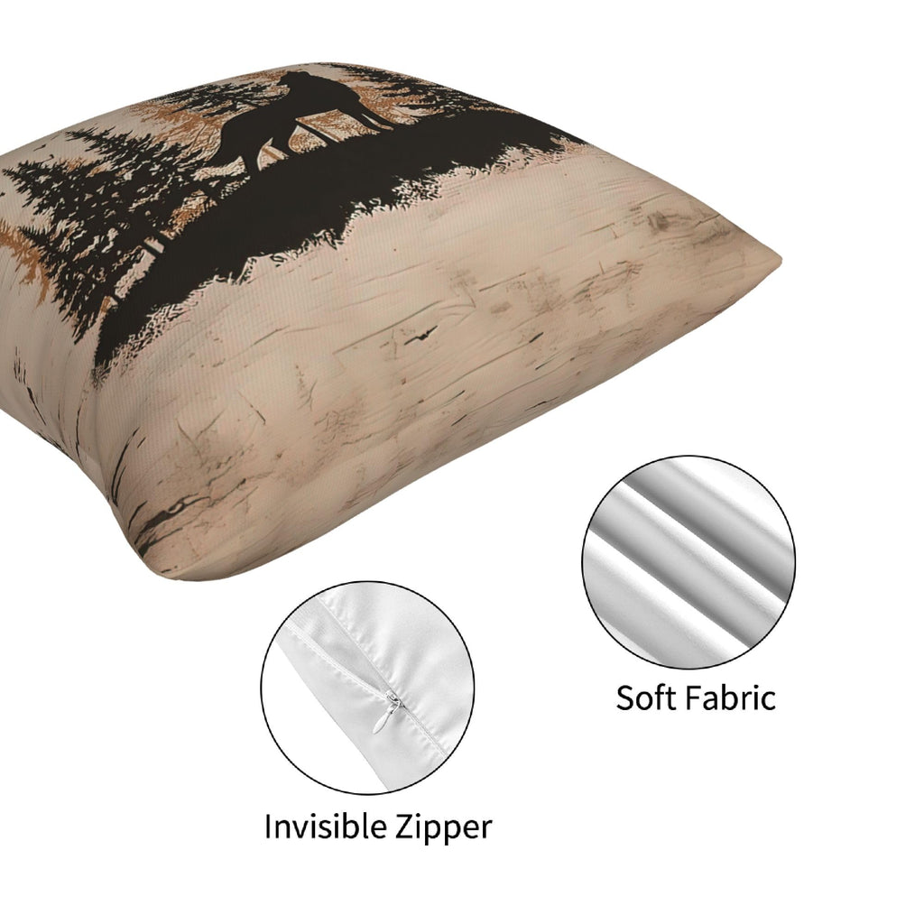 Cabin Rustic Decorative Throw Pillow Covers 20x20 Set of 4, Bear Wolf Nature Decor Pillow Cases for Log Couch Sofa