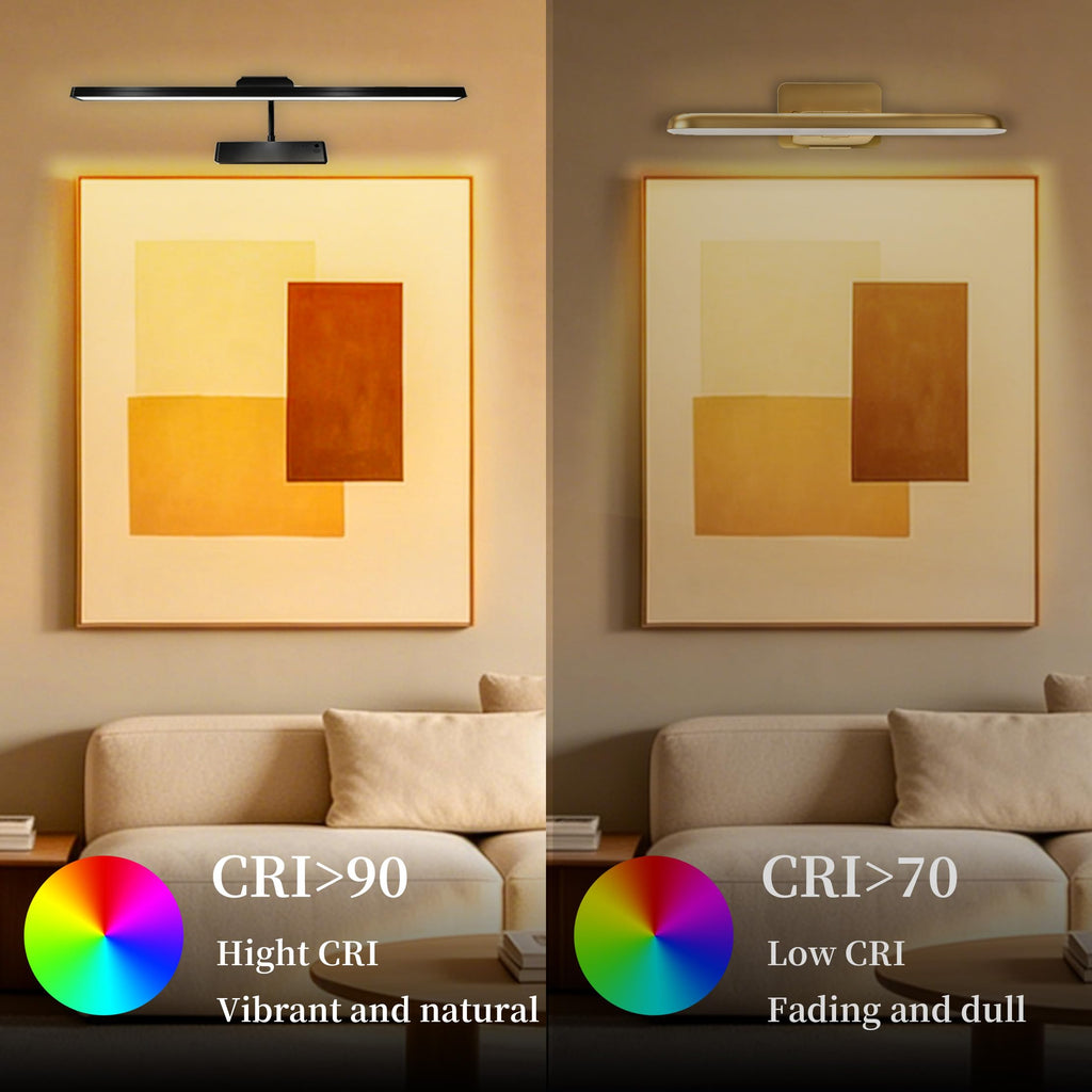 Picture Light for Wall, 4800mAh Rechargeable Wireless Remote, 15in Dimmable Timer LED Art Display Light with 3 Color