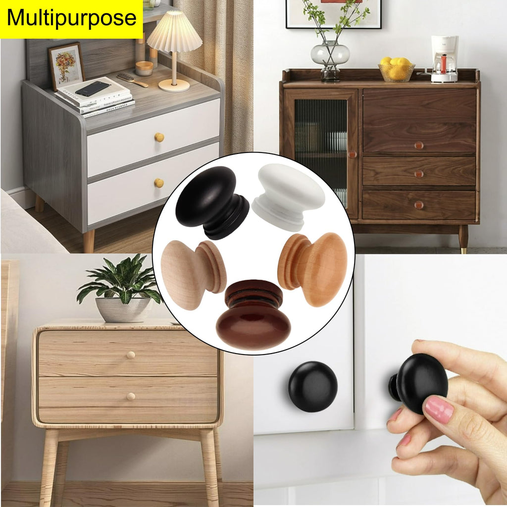 Wooden Cabinet Knobs 20Pcs, Log Varnish Dresser Wood Knobs Mushroom Wooden Dresser Drawer Knobs Pulls Handles with