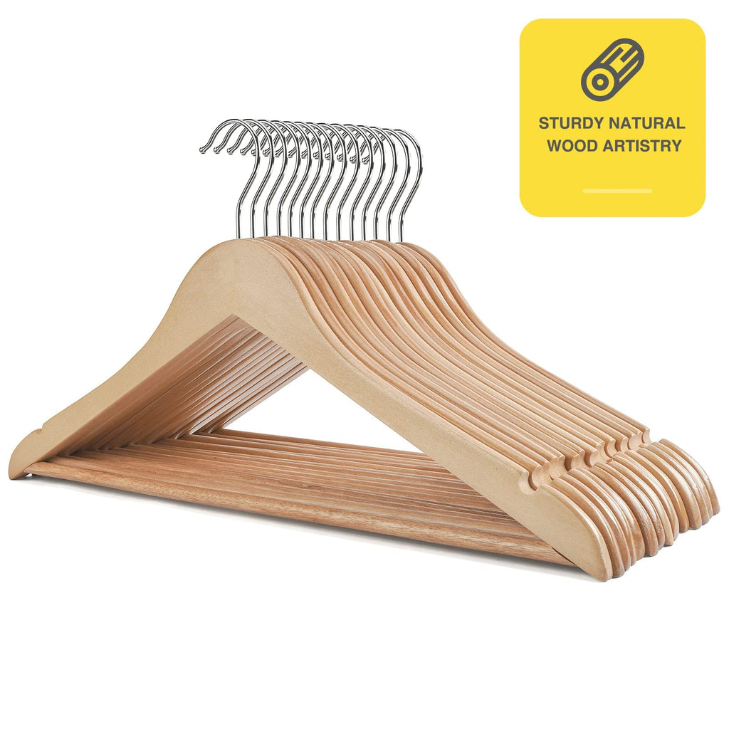 Wooden Hangers 30 Pack Clothes Hanger for Daily Used, Coat Hangers for Closet, Heavy Duty Wood Hanger for Suit, Shirts