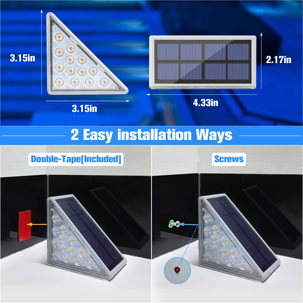 Solar Stair Lights 8 Pack, Solar Step Lights Outdoor Waterproof
