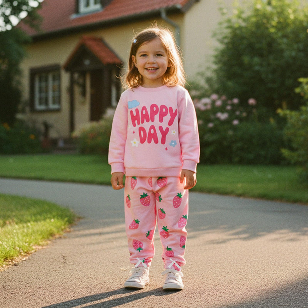 Toddler Baby Girl Fall Spring Outfit Strawberry Print Sweatshirt Top Pants Set Cute Clothes 9 12