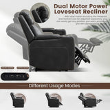 Power Reclining Loveseat with Adjustable Headrest, Home Theater Seating with LED Light/Armrest Storage