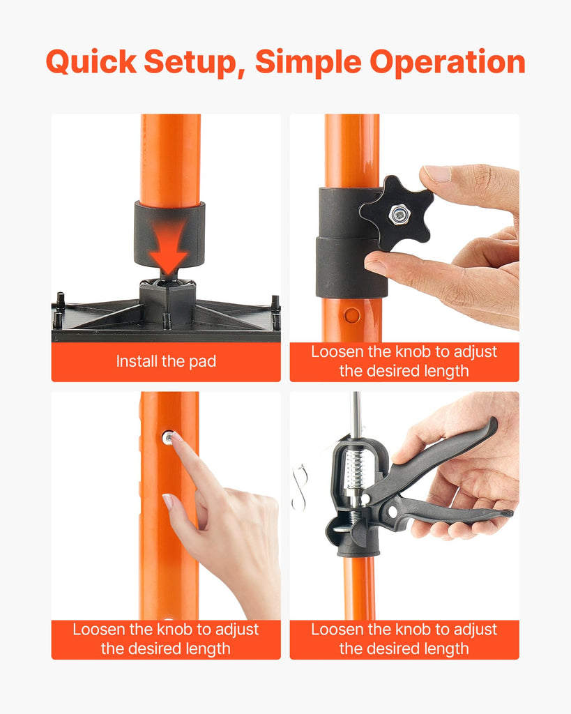 Cabinet Jack Support Pole, 2-Pack, 20.8-45.3 Inch Steel Telescopic Quick Support Rod, Adjustable 3rd Hand System up