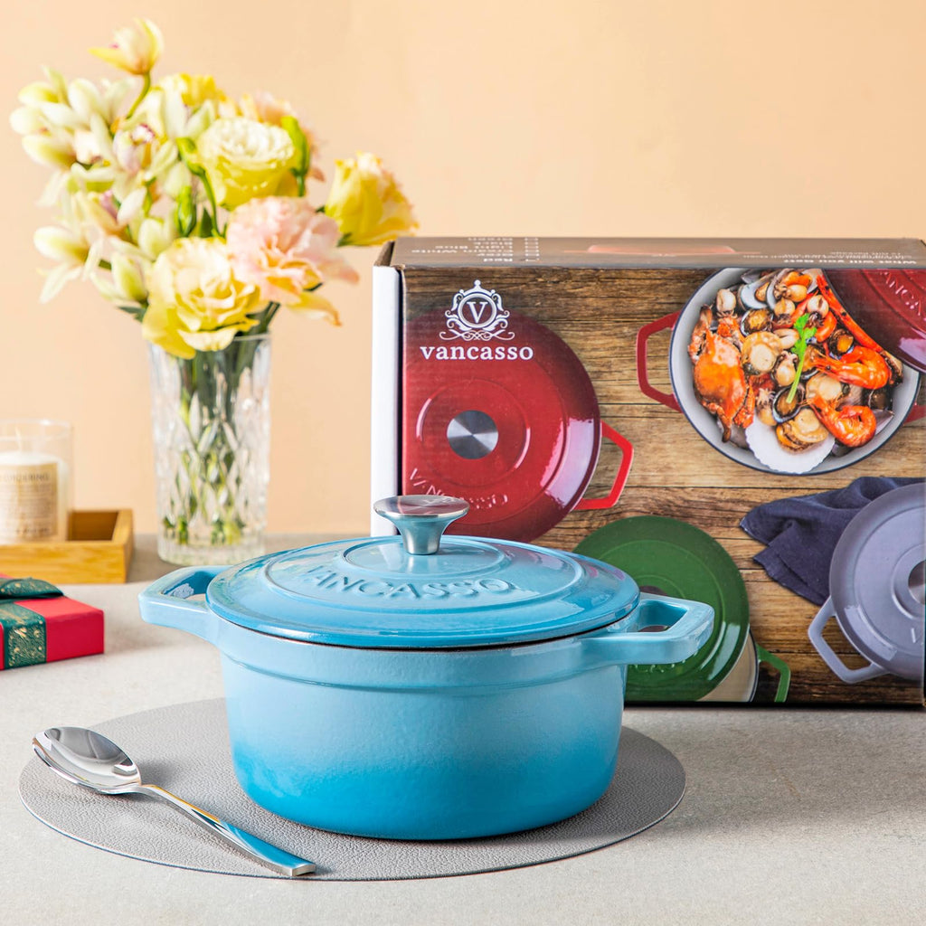 2.5 Qt Enameled Cast Iron Dutch Oven with Lid, Blue