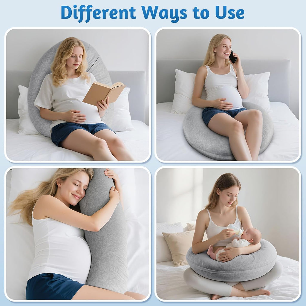 Body Pillow, Memory Foam Pregnancy Pillow Leg Pillow 47.2x9.8in | C-Shaped Long Full Body Pillow, Maternity Pillow