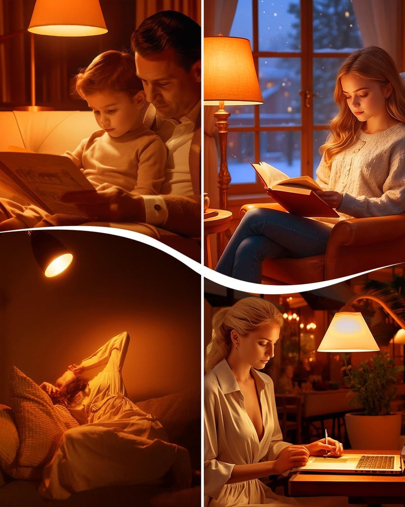 Amber Light Bulbs 2000K, A19 9W E26 LED Yellow Soft Warm Sleep Light Bulb Blue Light Blocking (60 Watt Equivalent)