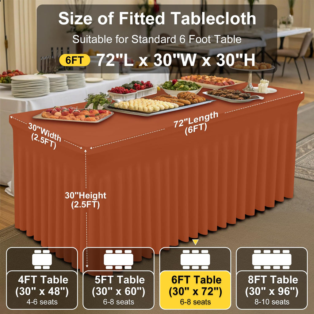 Spandex Elastic Fitted Table Cloth Skirt for 6FT Rectangle Table