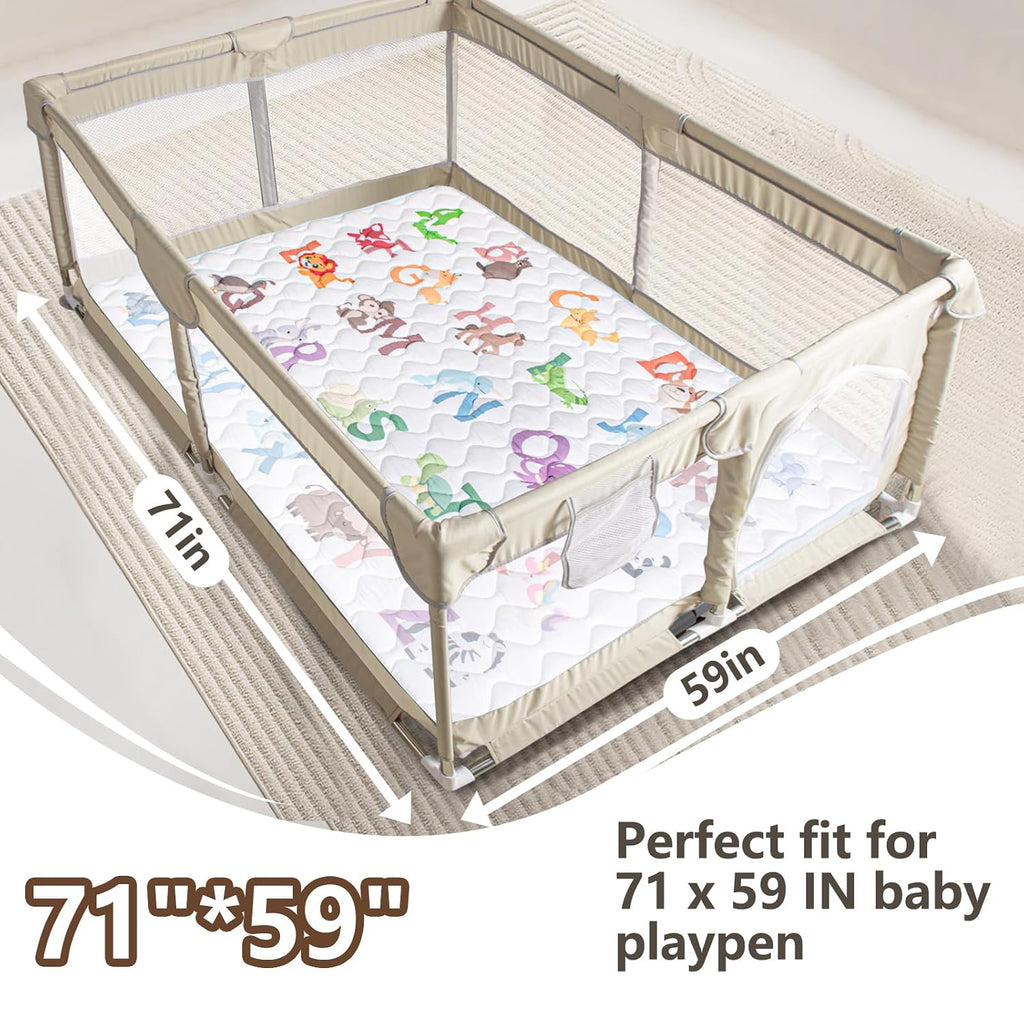 Play Mats for Floor, 71x59 Playpen Mat with Machine Washable
