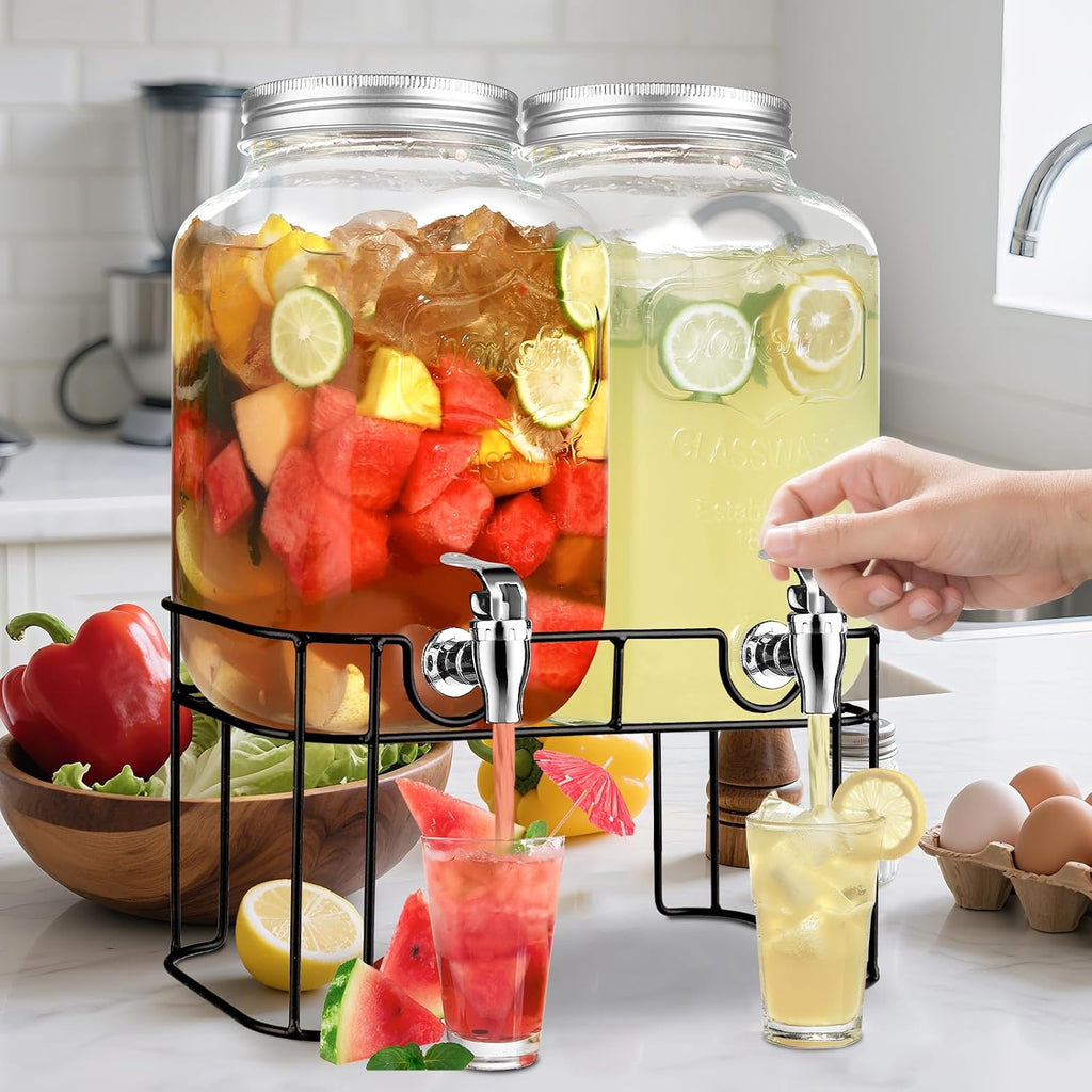Gallon For Parties,Lemonade Beverage Dispenser With Stand And Spigot For BBQ, Picnic, Party,Laundry Detergent - Set of 2