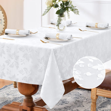 Jacquard Rectangle Tablecloth 60 x 144 Inch, White