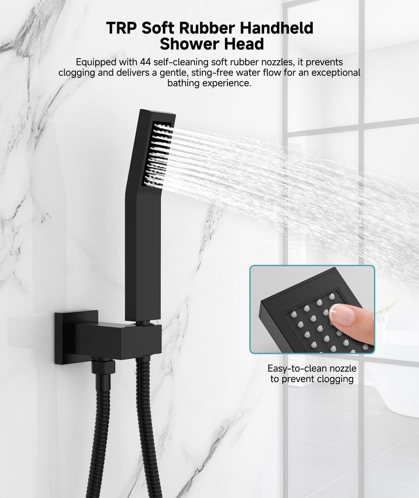 Shower System 10-Inch Rainfall Shower Head Matte Black