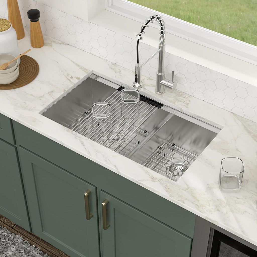 33 Inch Double Bowl Kitchen Sink Undermount 60/40