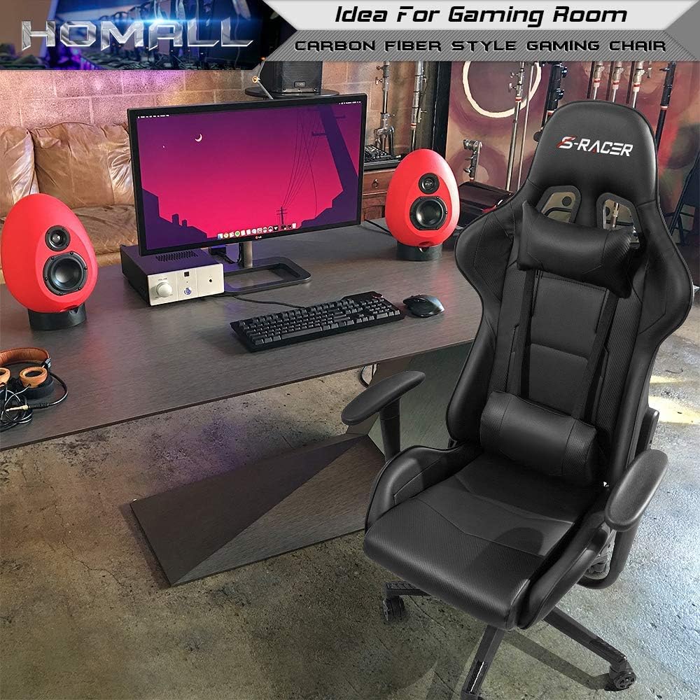 Gaming Chair, Office Chair High Back Computer Chair Leather Desk Chair Racing Executive Ergonomic Adjustable Swivel