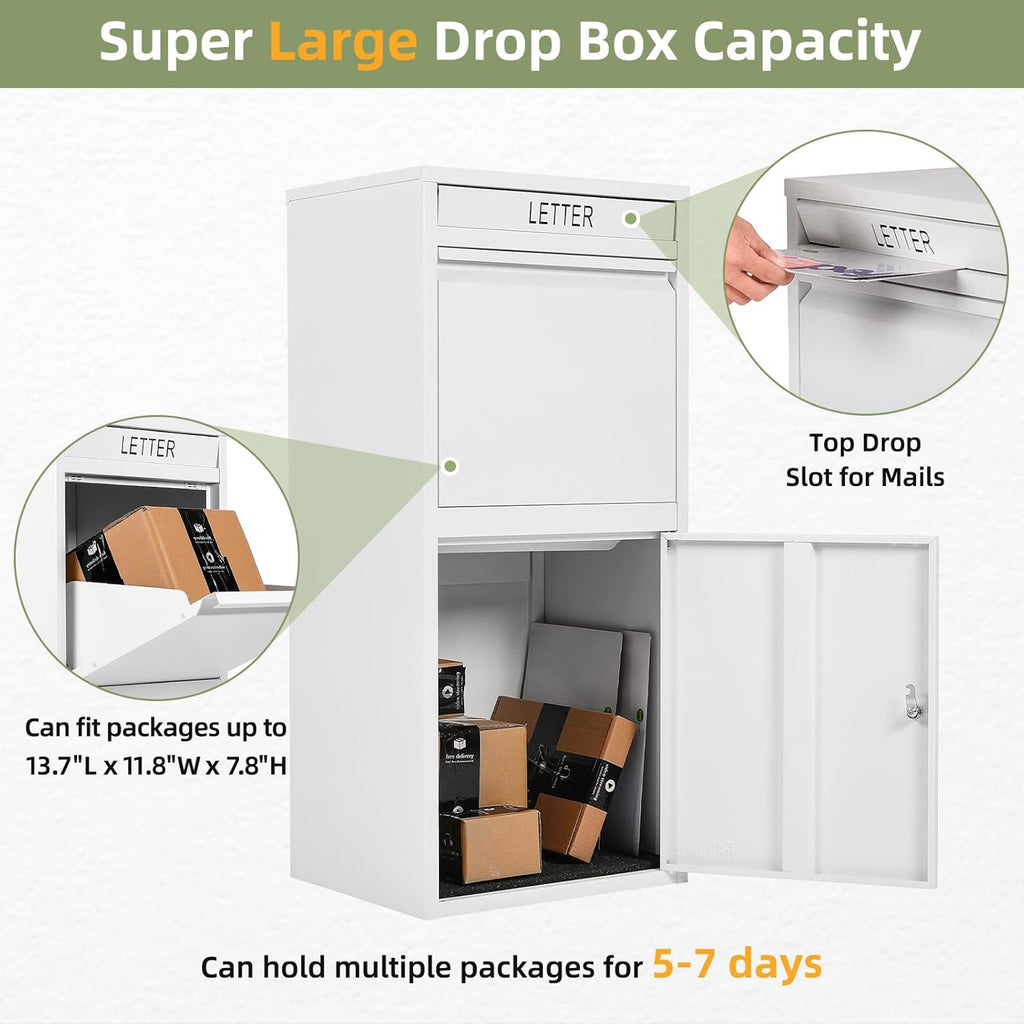 Package Delivery Boxes ，Extra Large Package Drop Boxes，Anti-Theft Lockable Parcel Delivery Box Porch with Secure