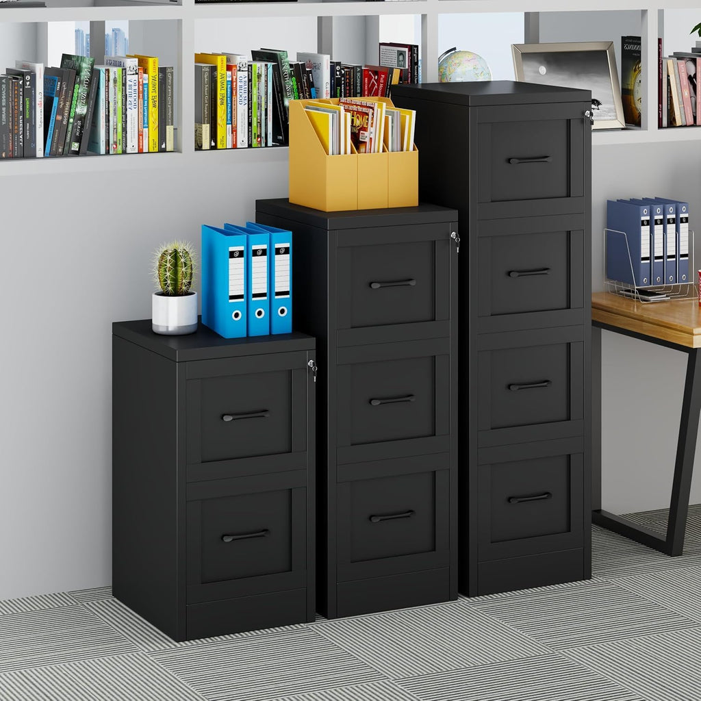 4-Drawer File Cabinet with Lock, Narrow Vertical Filing Cabinets | Metal File Cabinets Storage Cabinet for Letter