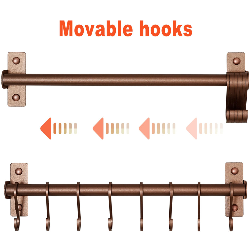 Kitchen Utensil Holder Hanger, Pot and Pan Rack Wall Mounted, Kitchen Rail with 8 Hooks for Hanging Cooking Utensils