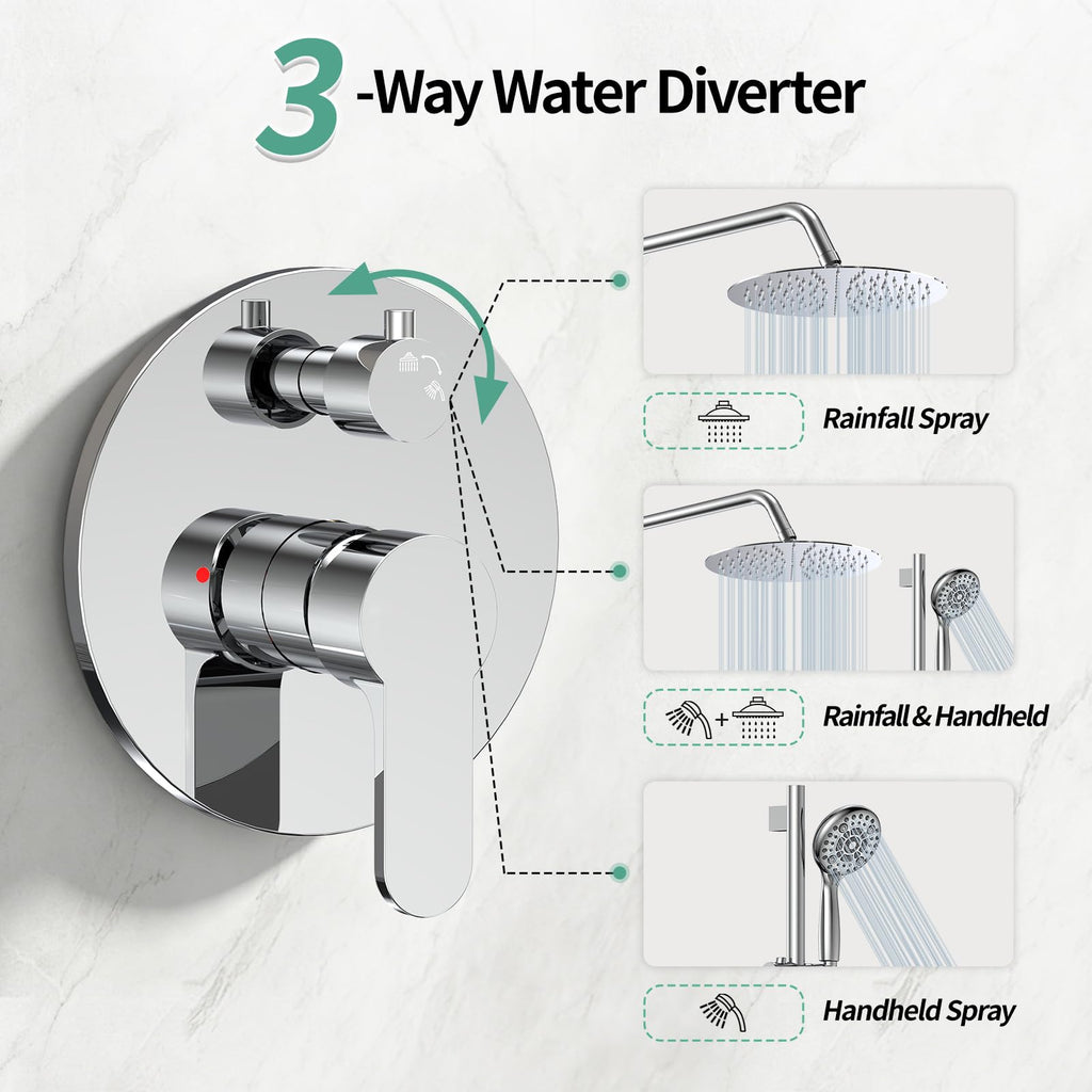 10" Shower Faucet Set with Shower Slide Bar,Polished Chrome