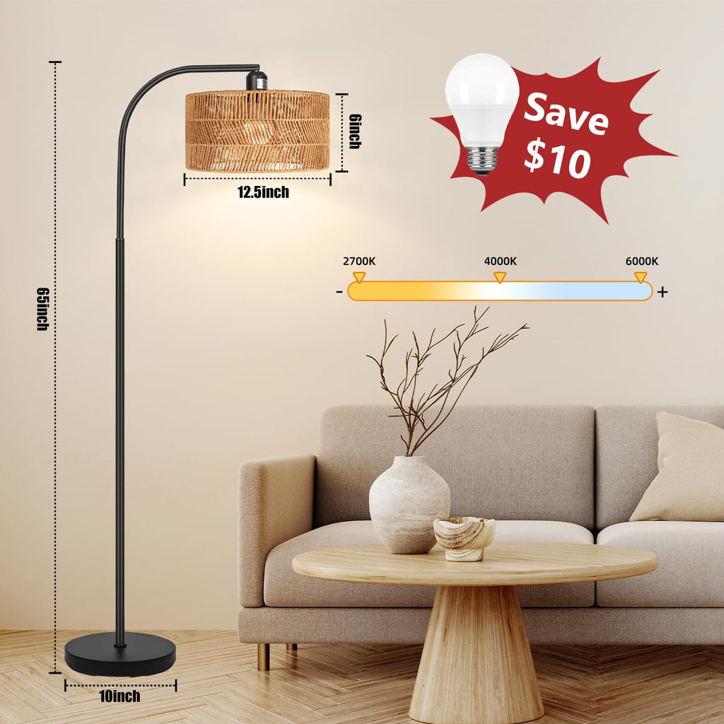 Boho Floor Lamp with Remote Control