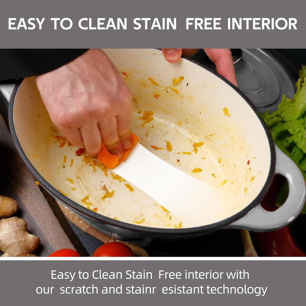 5.5 Quart Oval Enameled Cast Iron Dutch Oven Pot with Lid, Oven Safe up to 550° F & Dishwasher Safe, Sturdy Dutch