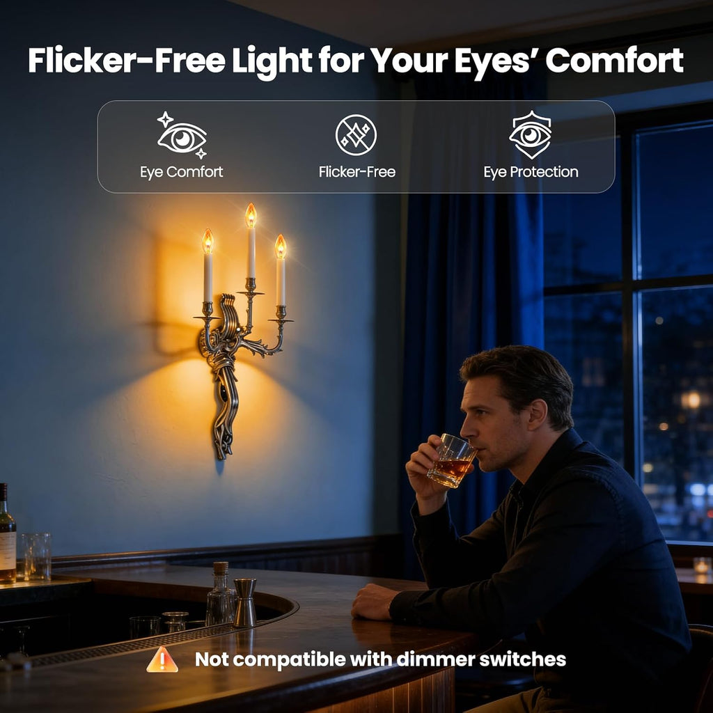 Real Flame Light Bulbs, E12 Flickering Bulb for Indoor Outdoor