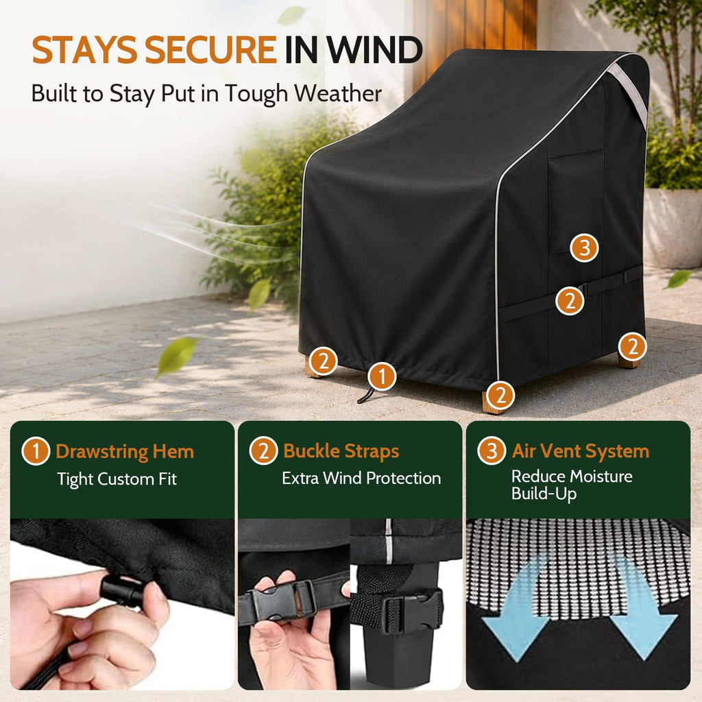 Outdoor Patio Chair Cover Waterproof, Fits 26"W x 28"D x 33"H, 2Pack