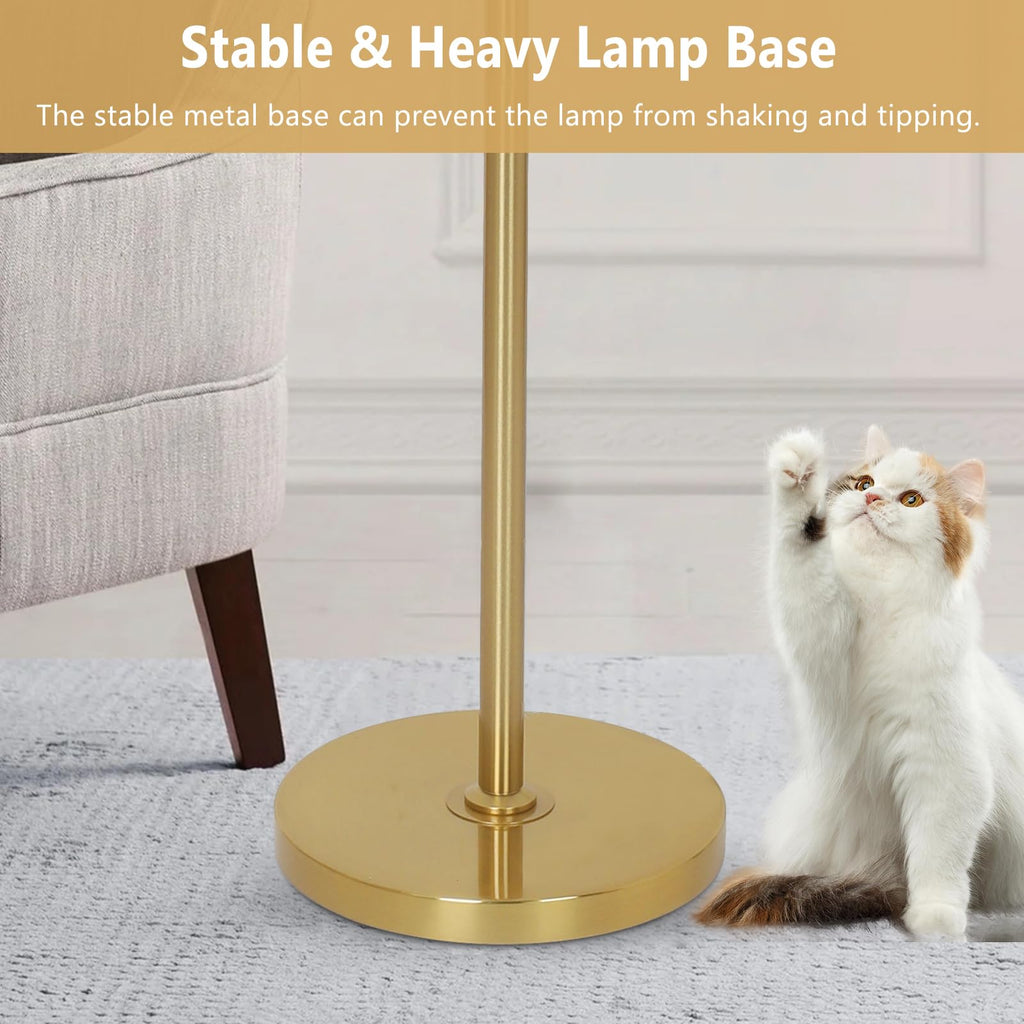 Gold Crystal Floor Lamps, Dimmable 3 Lights Modern Standing Lamp with Crystal Shade, Dimmer Switch, 65" Industrial