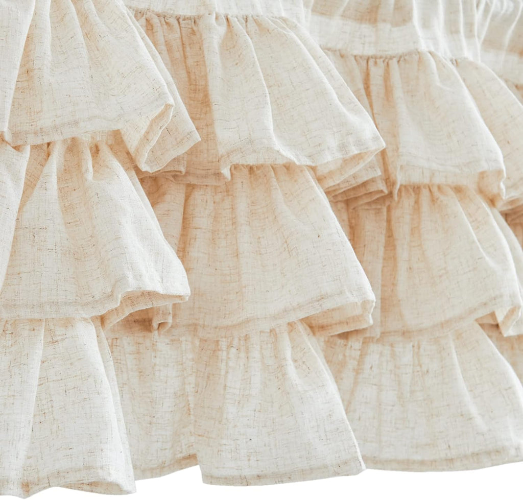 Ruffled Valance Curtain Linen Kitchen Window Valance for Living Room Bedroom 18 Inch Farmhouse Cottage Shabbychic