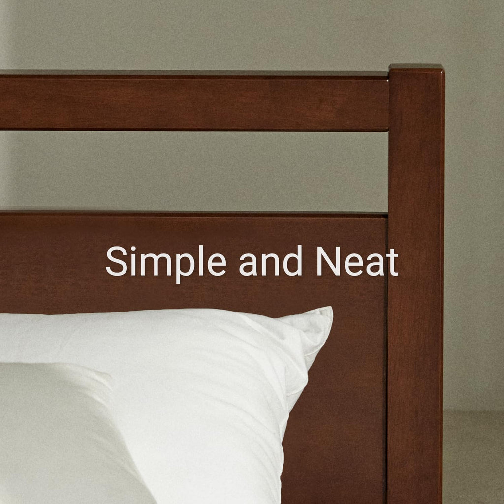 Signature Wood Platform Bed Frame with Headboard, Essential, Noise Free, Under Bed Storage, No Box Spring Needed