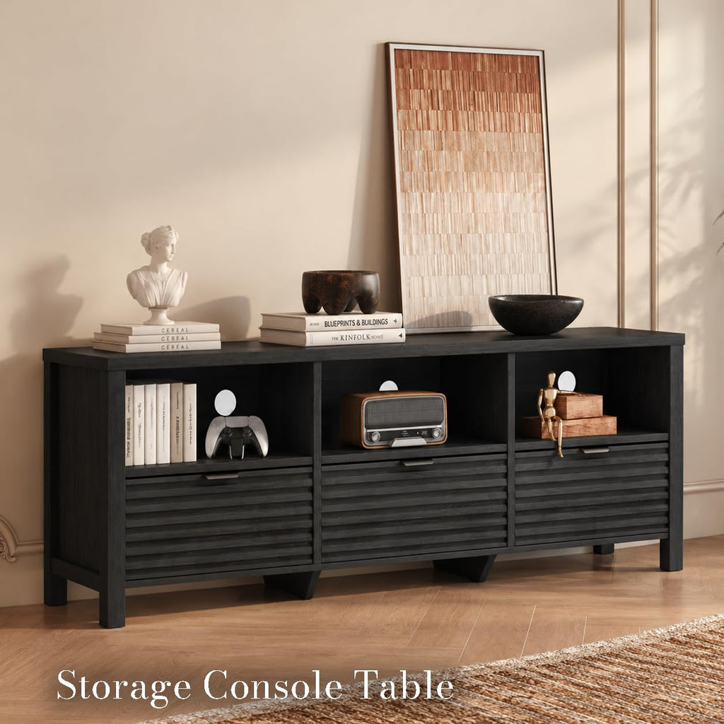 Black Modern TV Stand for 55-60 in TVs, Bedroom
