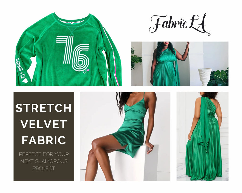 Stretch Velvet Fabric - Kelly Green, 2 Yards